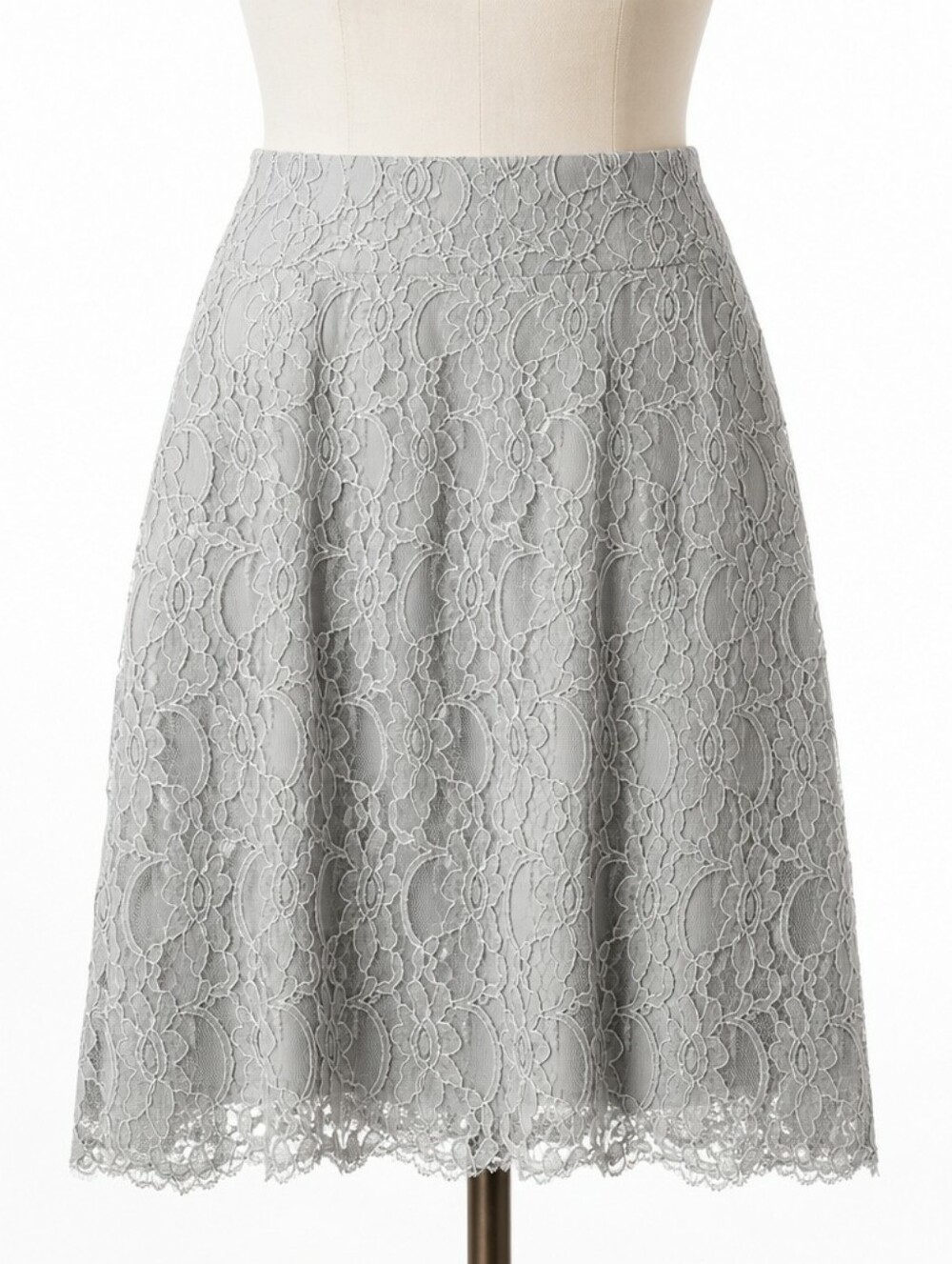 Laundry by Shelli Segal Silver Gray Floral Lace Satin Mini Skirt | Size 6